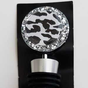 GLITTER COW PRINT WINE STOPPER